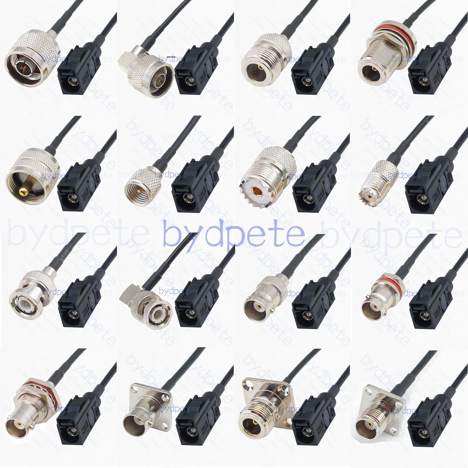 Кабель NO.2 Fakra-A «Папа-мама», черный, от 9005 до N, UHF, BNC, RG174, для GSM Mobile Global Mobile Communication System, 50 Ом