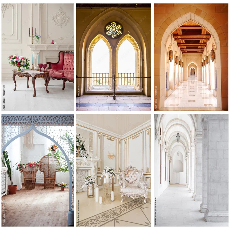 ZHISUXI Castle Palace Indoor Photography Backdrop Newborn Kids Birthday Photo Background for Studio Props 22415 GD-08