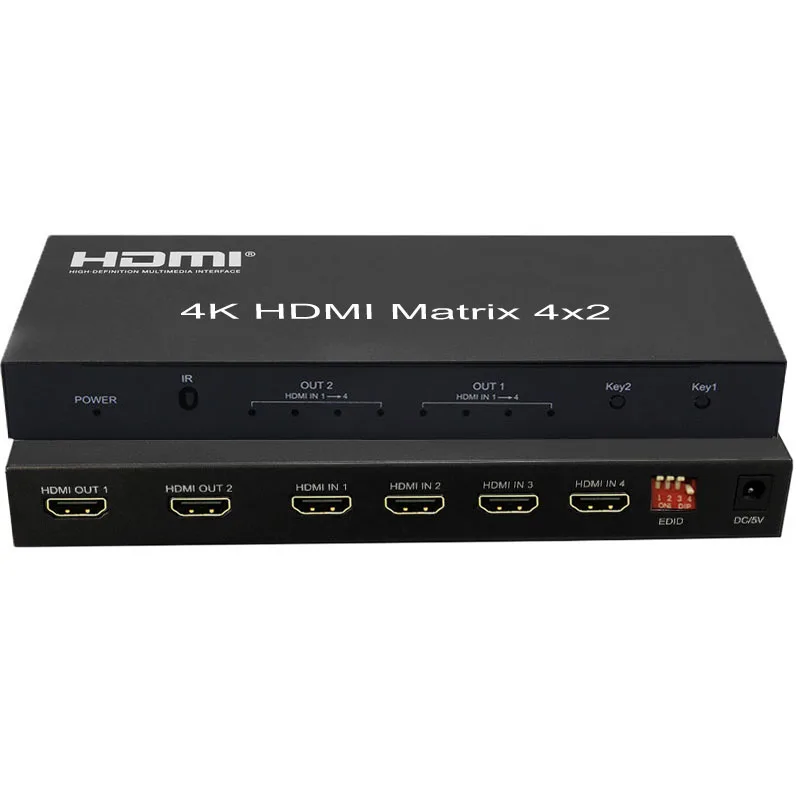 

4K 1080p HDMI Matrix 4x2 with Audio Extractor HDMI Switch Splitter Converter Adapter with IR Remote 4 In 2 Out Computer PC To TV