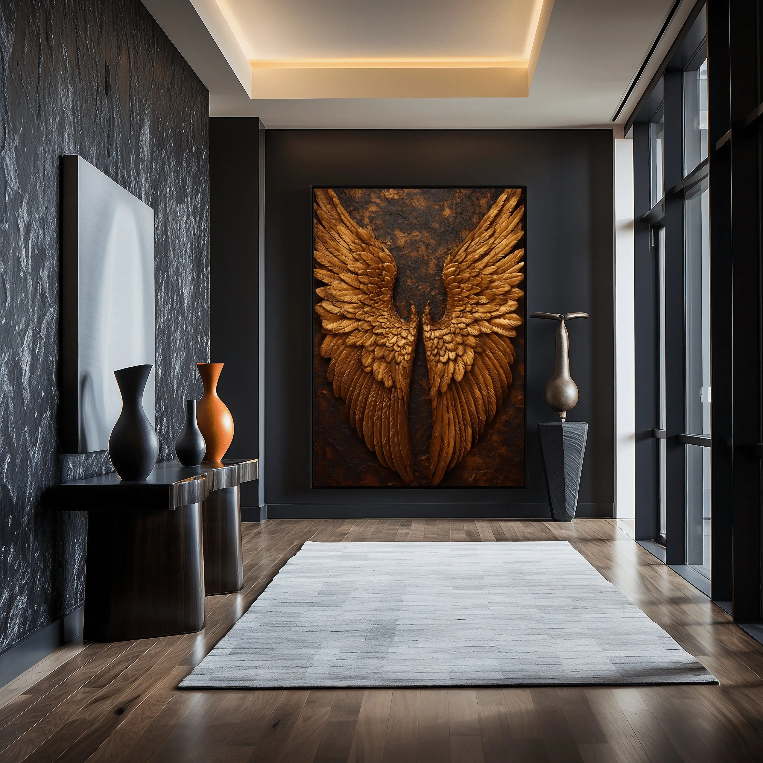 Абстрактные золотые крылья ангела картина на холсте