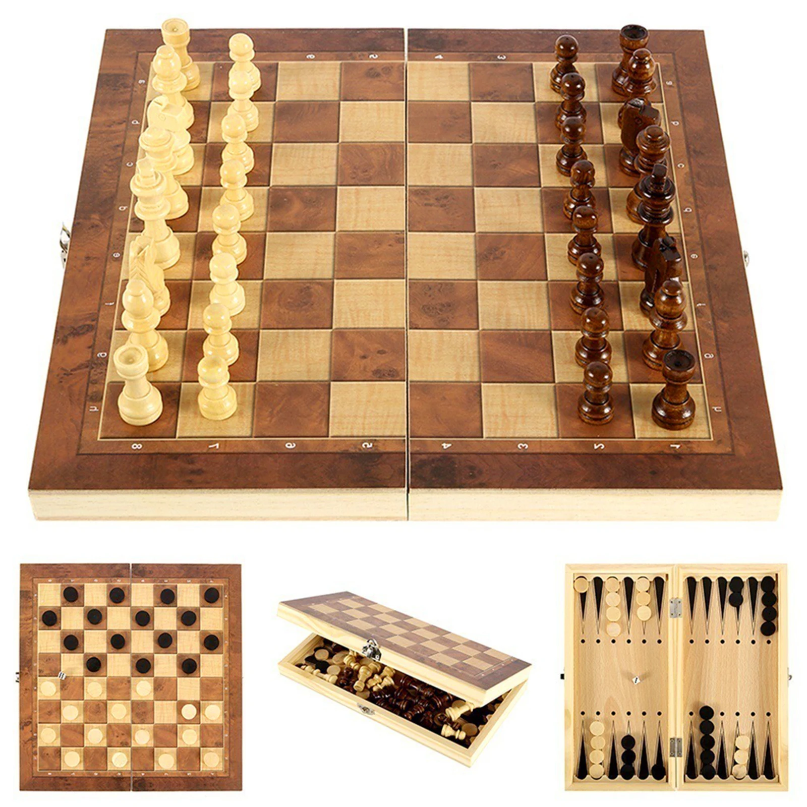 3 IN 1 Wooden International Chess Set wooden Board games Checkers Puzzle game engaged Birthday gift For kids ajedrez |