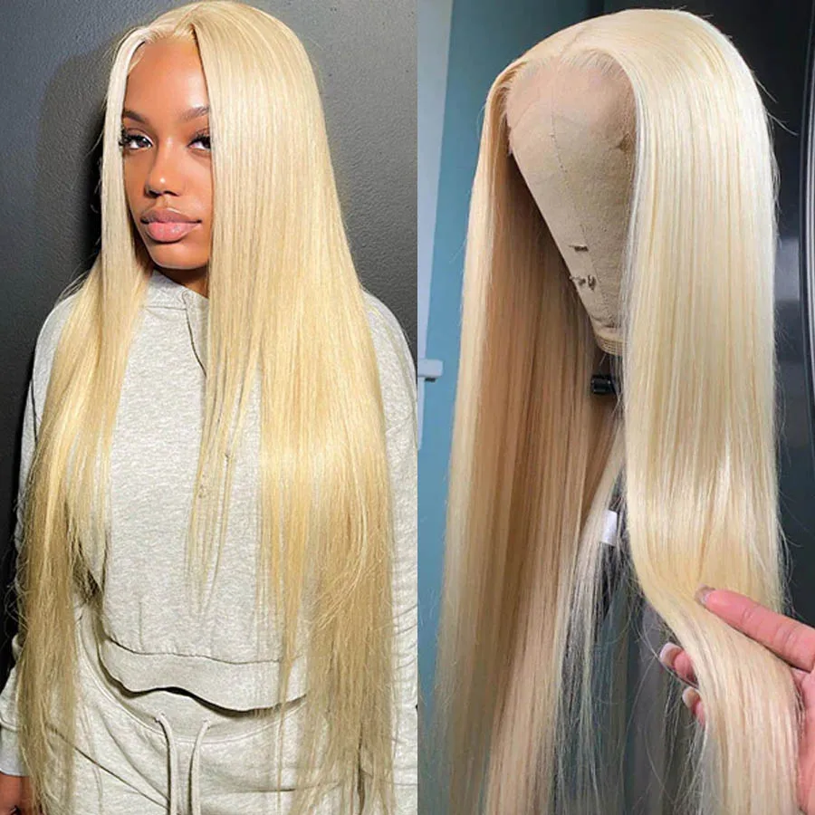 613 Hair Straight 13x4 Lace Frontal Human Hair Wig For Black Women Brazilian Remy 30 Inch 13x1 T Part Blonde HD Lace Front Wig