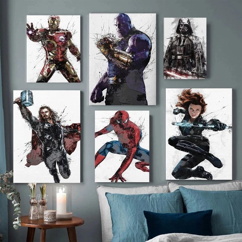 

Постеры из белой крафт-бумаги с героями фильмов Marvel «мстители»