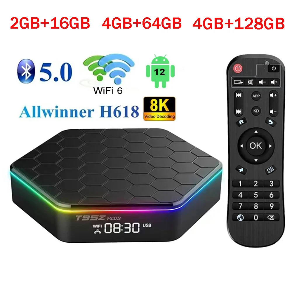 Android 12 T95Z Plus Smart TV Box 4G 5G WIFI6 BT5.0 3D 16G 64G 128G HDR10 8K 4K 60FPS HD DECODING Set-Top Медиаплеер iptv
