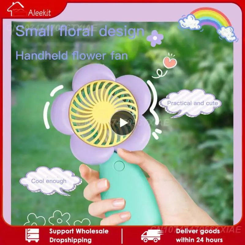 

Portable Small Fan Low Power Consumption Strong Wind Handheld Mini Fan White Flower Shape Air Cooler Cooling Fans Home-appliance