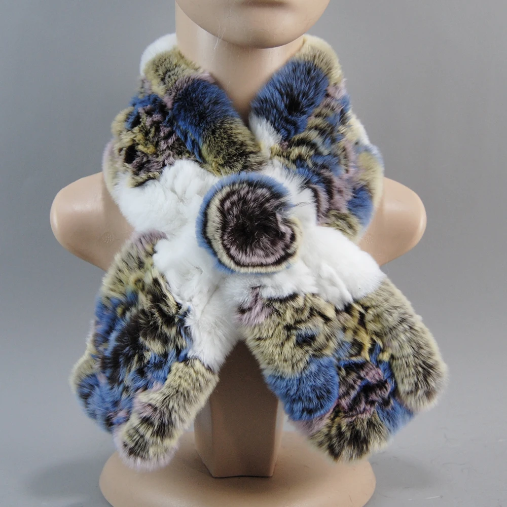 2024 хит продаж вязаный вручную шарф из натурального меха кролика рекс женский