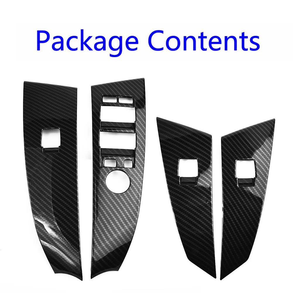

Automotive adhesive tape 1 Set Button Trim Cover (Including 4pcs) Window Lift Carbon Fiber E60 E61 For BMW 5 Series 2004-06