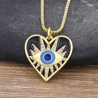 aibef classic zircon charm heart inlaid color turkish evil eye necklace women light luxury chain jewelry party exquisite gift