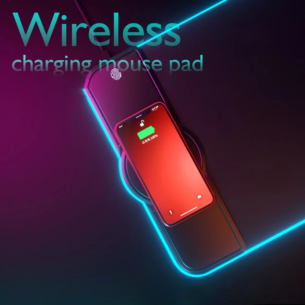 Новый коврик для мыши QI с беспроводной зарядкой 15 Вт компьютерной клавиатуры