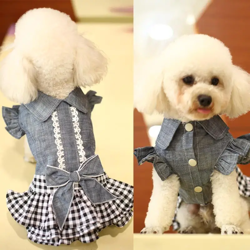 Teddy Dog Pet Cowboy Skirt Dog Clothes Spring Summer Thin Breathable Princess Skirt Puppy Clothes Summer Clothes For Yorkies