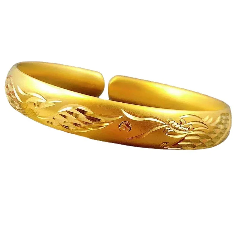 9999 реальное золото 24 K метеоритный душ Браслет Дракон Феникс Открытый браслет