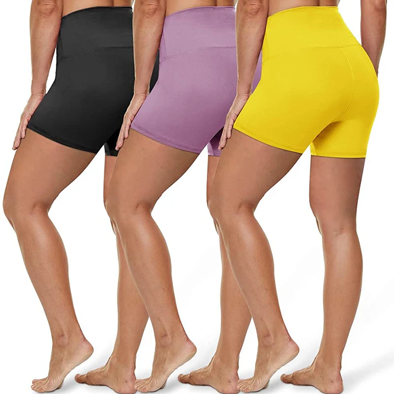 CAMPSNAIL 3 Pack Biker Shorts Women High Waist Tights Seamless Fitness Leggings Butt Lifter Workout Running Sport Shorts Mujer
