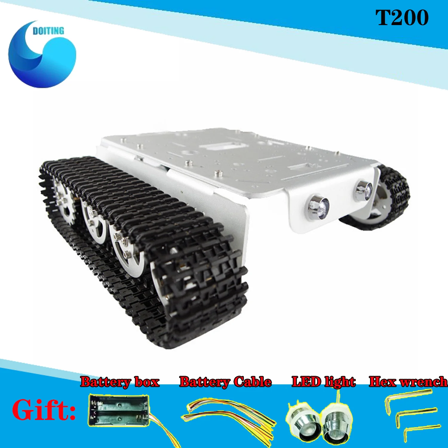 Enlarge DOIT TD200 Metal Tank Chassis Robot Model Intelligent Car with Solid Structure 2 Motor Plastic Tracks Electronic Contest