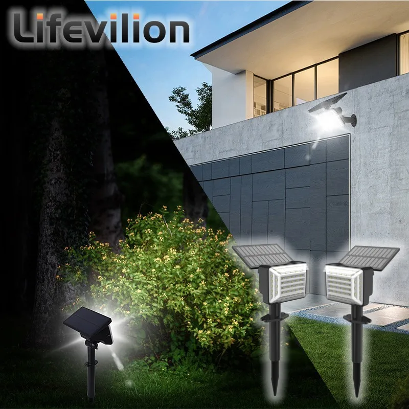 

Solar pathway Lights Outdoor 60 LED Solar Landscape Spotlights Waterproof Wireless Wall Lights for Garden Yard Driveway Walkway