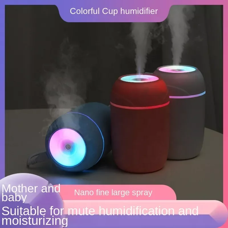 

300ML Air Humidifier Diffuser Large Spray USB Ultrasonic Aroma Essential Oil Colorful Light Cup Cool Mist Maker For Bedroom Home