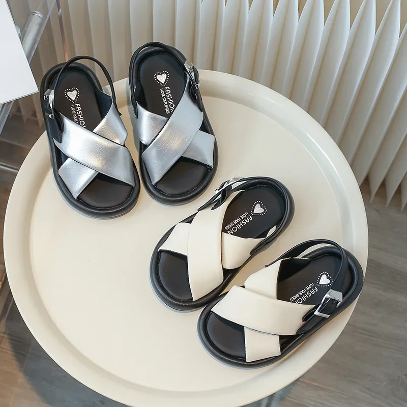 Сандалии детские Нескользящие на толстой подошве с перекрестной шнуровкой