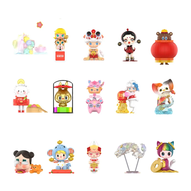 Цена Милая аниме-фигурка в подарочной коробке-сюрпризе, оригинальная популярная детская игрушка серии «Новый год Тигра», модель с подтверждение...