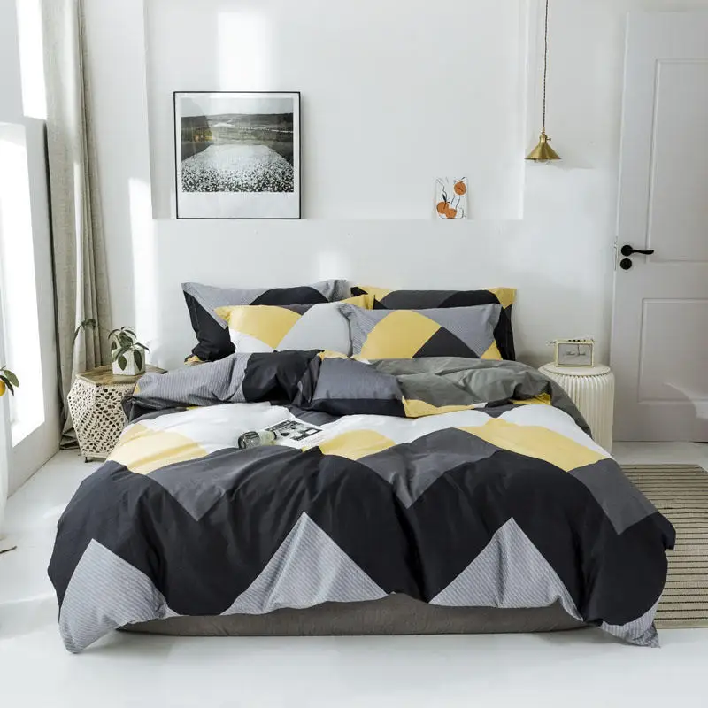 

AB Side 100% Cotton Nordic Duvet Cover Sets 60s Simple Soft Bedding Set Single Double Queen King 220x240 Bed Linen Quilt Cover