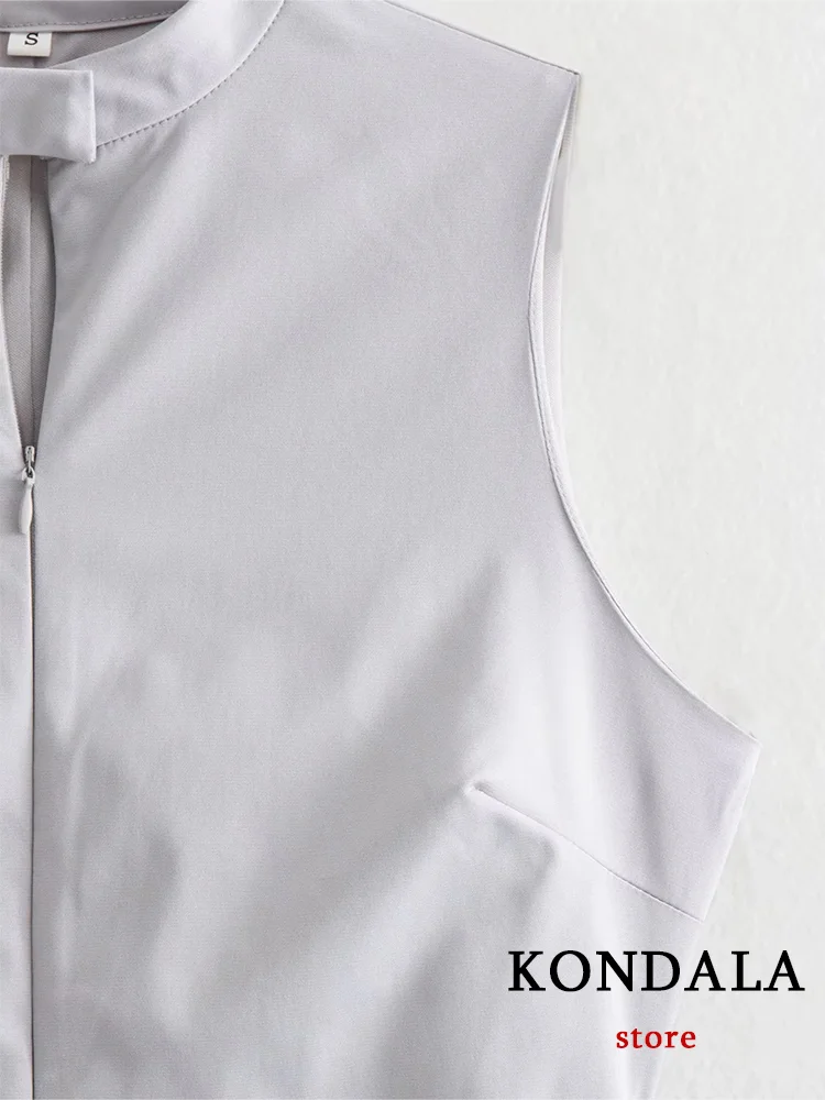 KONDALA шикарное винтажное однотонное платье без рукавов с круглым вырезом