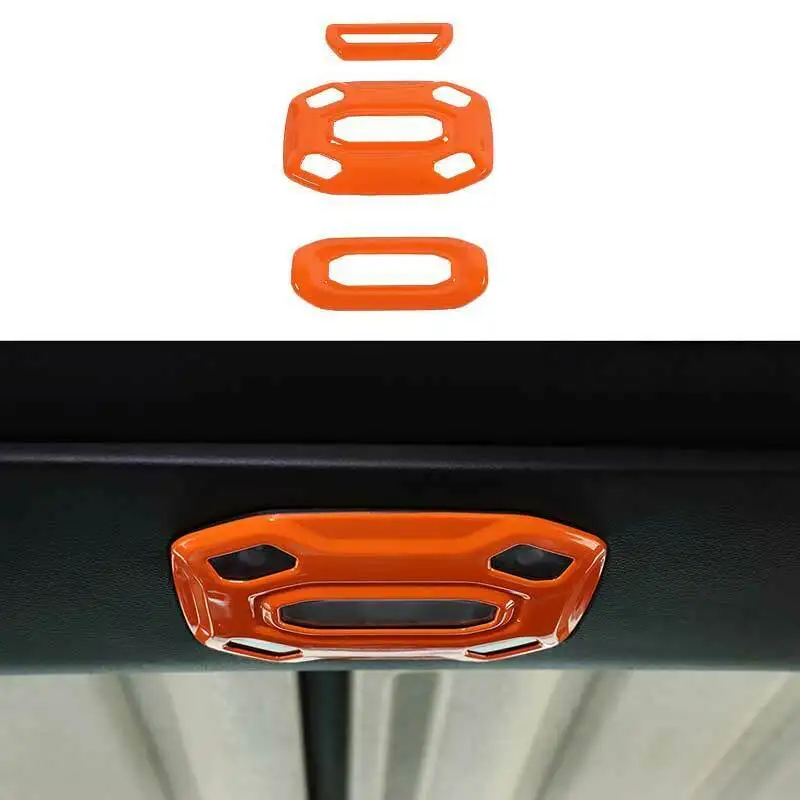

For Jeep Wrangler JL 2018-2021 Orange Car Roof Read Light Decor Cover Trim 3PCS