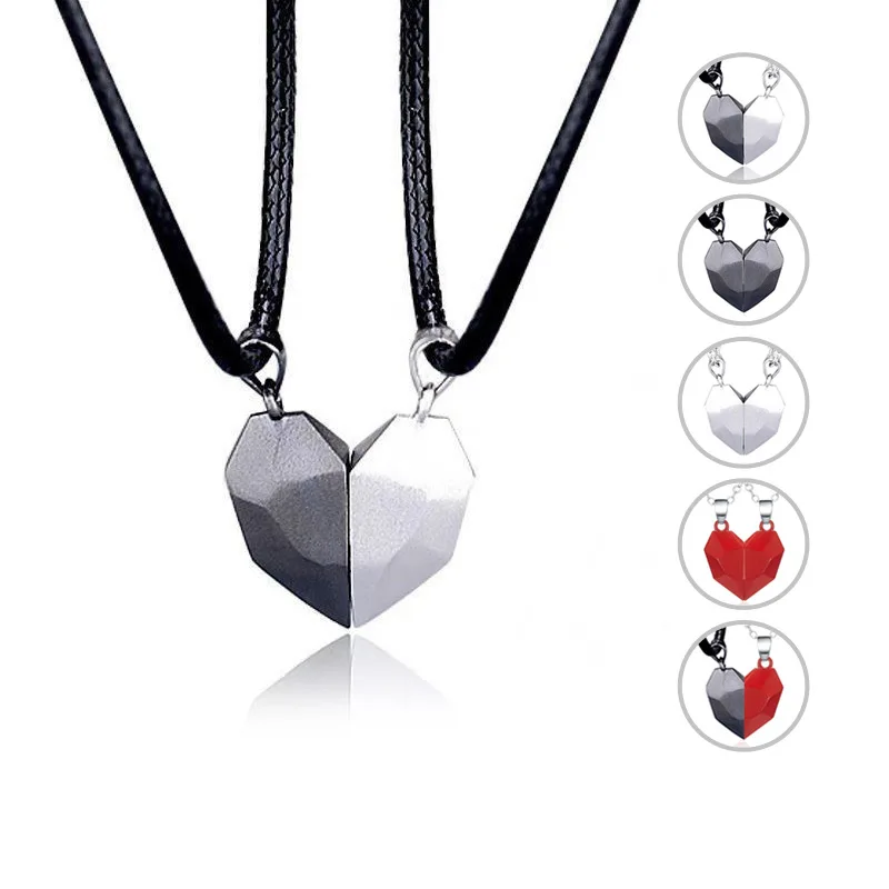 2Pcs Heart Necklaces For Women Couple Necklace Magnetic Attracting Wishing Stone Couples Stitching |