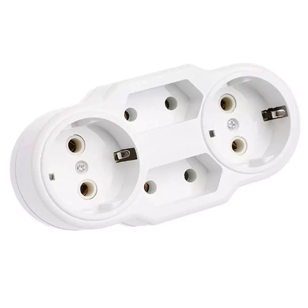 

Triple Plug Protective Contact Multiple Plug Power Distribution Adapter EU to Russian Conversion Socket Plug
