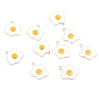 10pcslot 22mm fried eggs food charms metal alloy enamel charms for bracelet earrings making supplies diy keychain accessories