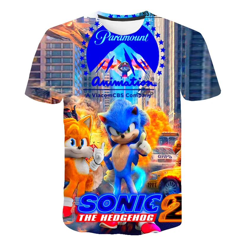 

Классическая мультяшная звуковая Спортивная 3D футболка, новая стильная игра в стиле Harajuku Sonic 2 Bros, детская одежда, суперзвуковая Одежда для м...