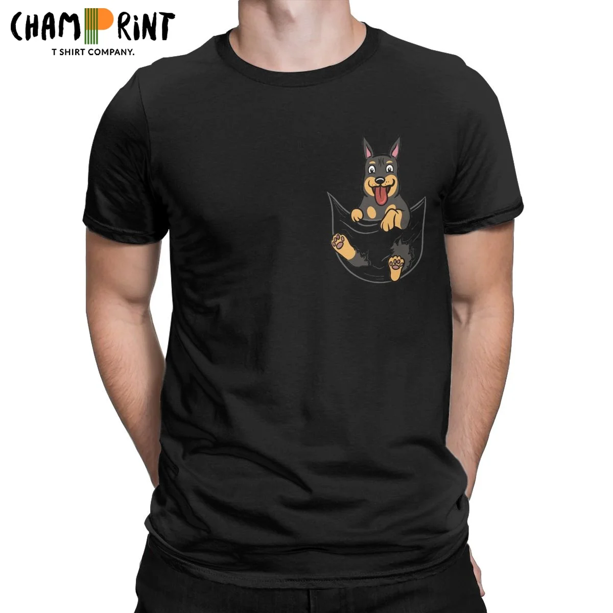 ondę Kieszonkowe graficzne koszulki dla mężczyzn Pies Śliczne zwierzę Ponadgabarytowe szalone 100% bawełniane z krótkim rękawem Klasyczne