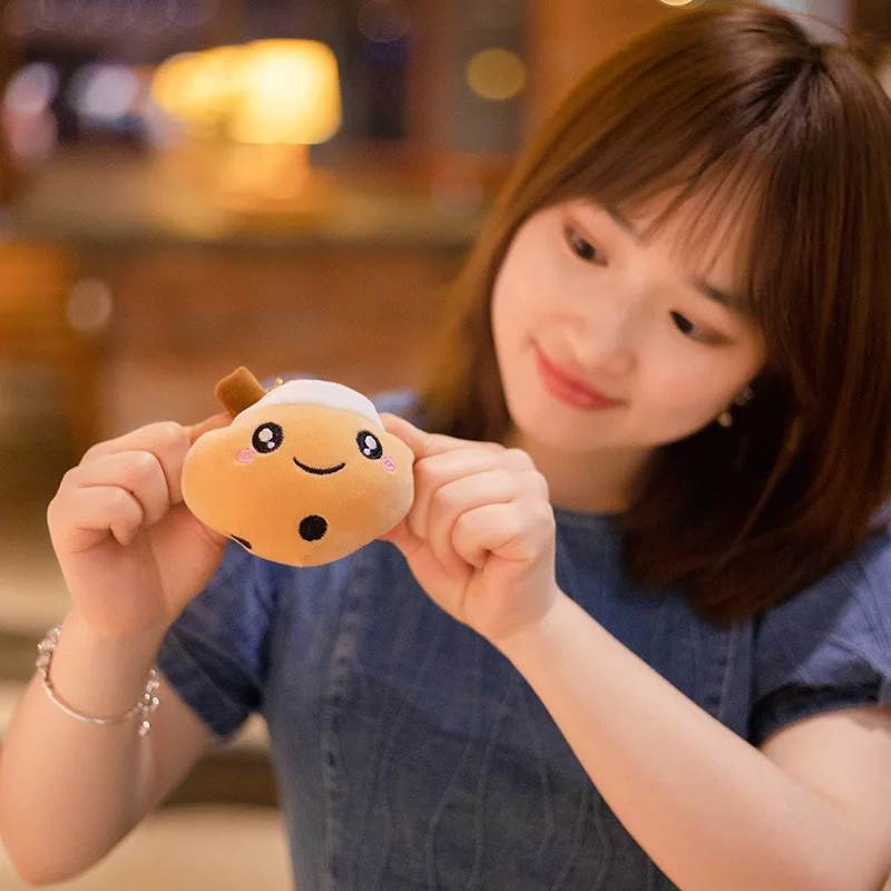 

Creative Milk Tea Cup Cartoon Plush Toys Cihldren Keychain Kawaii Stuffed Toys Pendant Keychain Plushie Doll Girls Bag Keychains