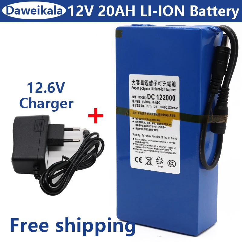 

New DC 12V 3000-20000mAh Lithium Ion Rechargeable Battery, High Capacity Ac Power Charger with 4 Kinds of Traffic D Evelopment