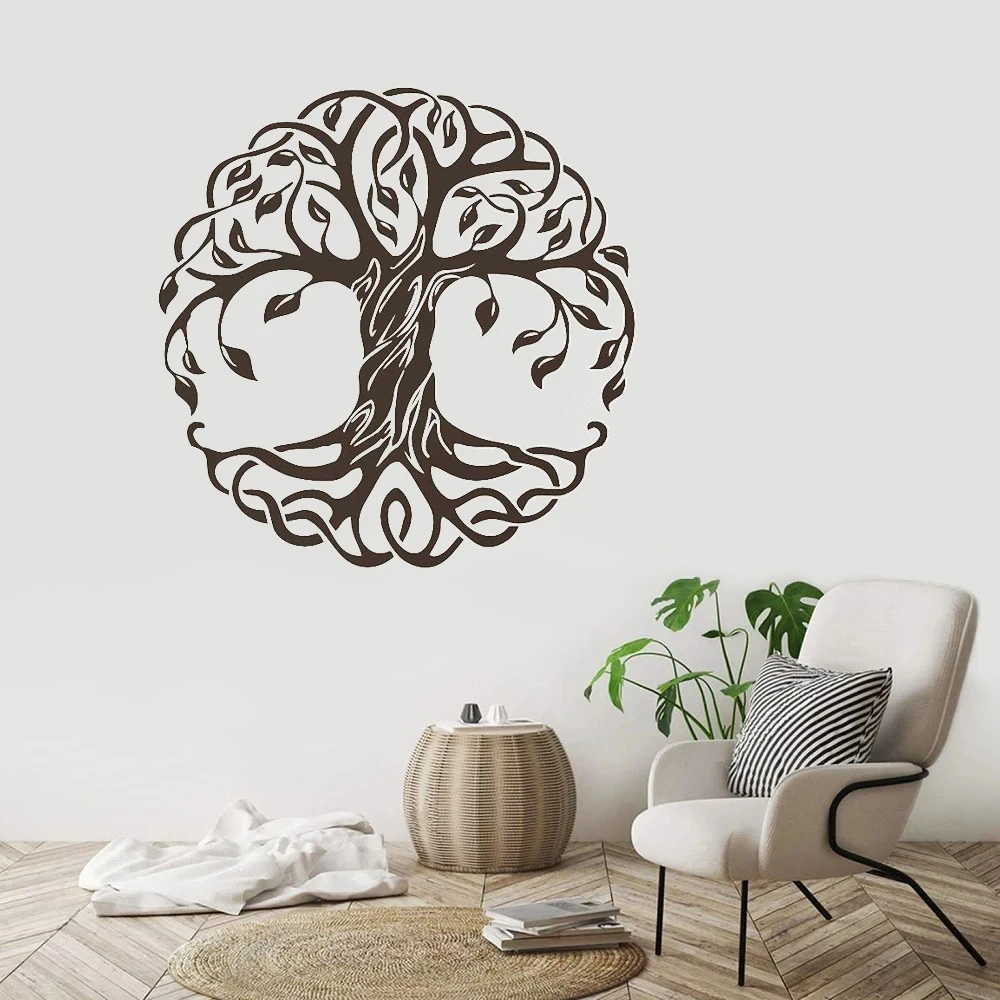 Матовая наклейка на стену Mandala Circle Trees