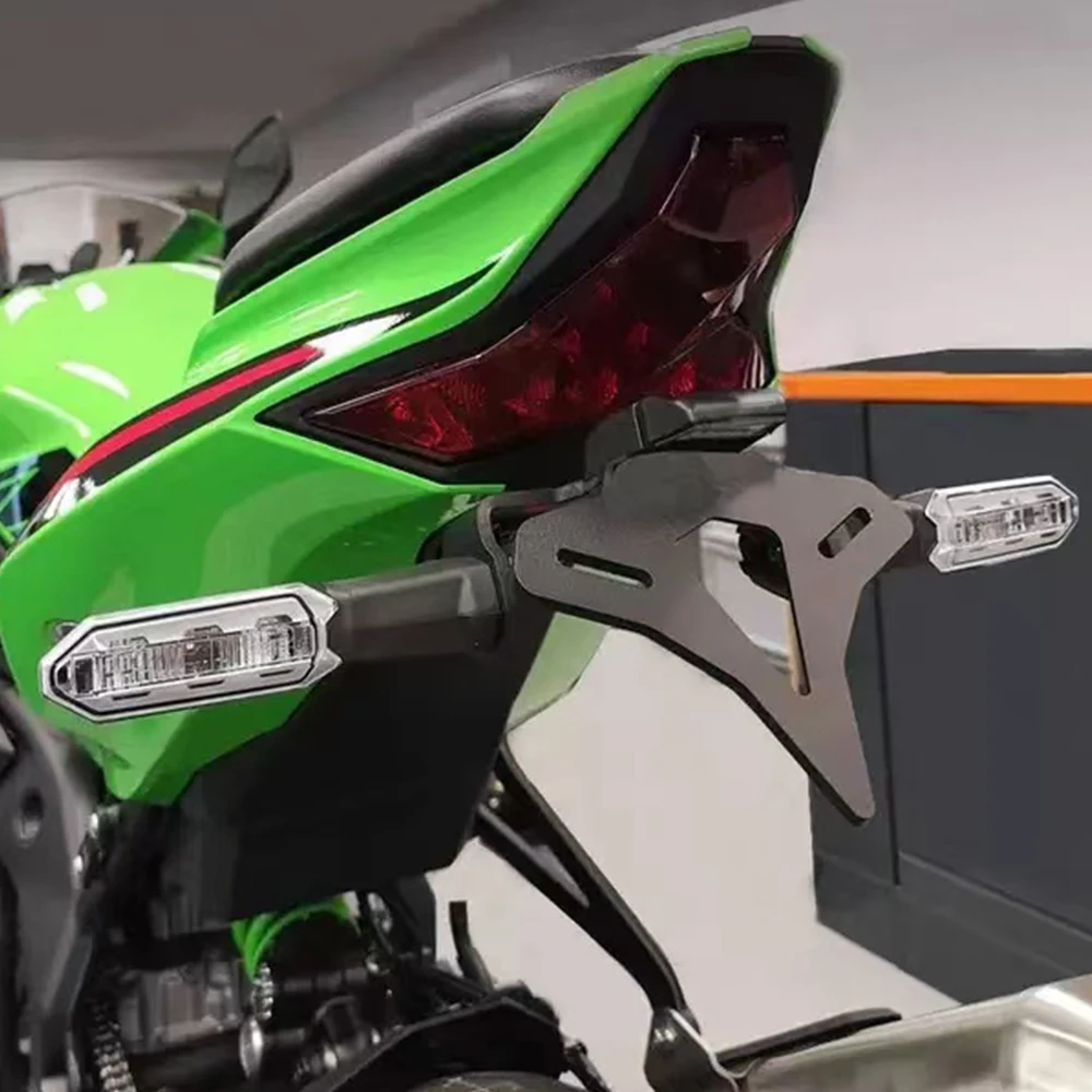 For Motorcycle Accessories Rear Short Tail License Plate Frame With LED Light Holder zx6r ZX-6R ZX6R 2024