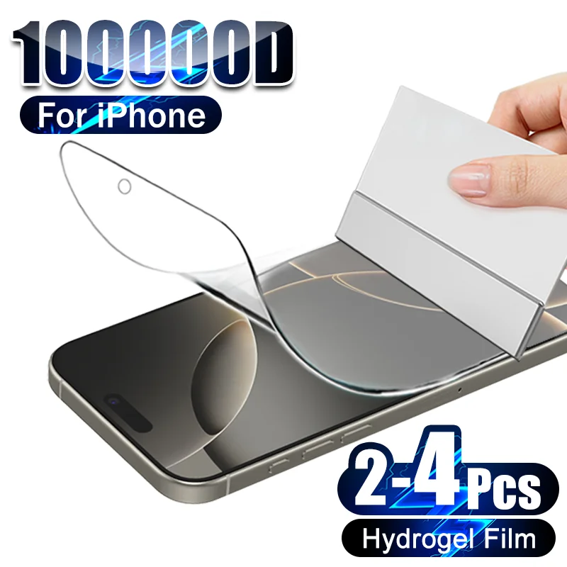 4 шт. передняя гидрогелевая пленка для iPhone 16 15 Pro Max 13 14 12 11 XS XR 7 8 Plus мягкая