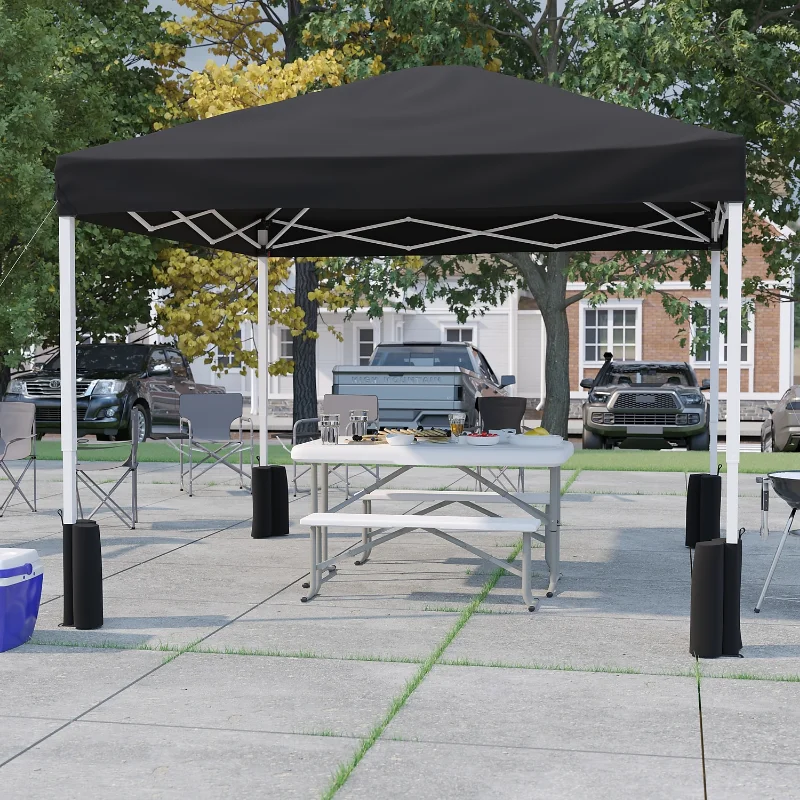 Flash Furniture Harris Collection 10' x 10' Black Canopy Tent with Sandbagsparty tent  shed  pergola