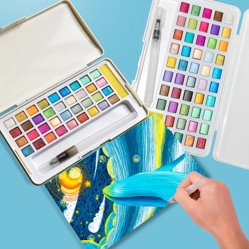 12/18/24/36/48 Colors Solid Watercolor Paint Set Portable Beginner Creative Painting DIY Nail Art Mixing Color Pigment Supplies