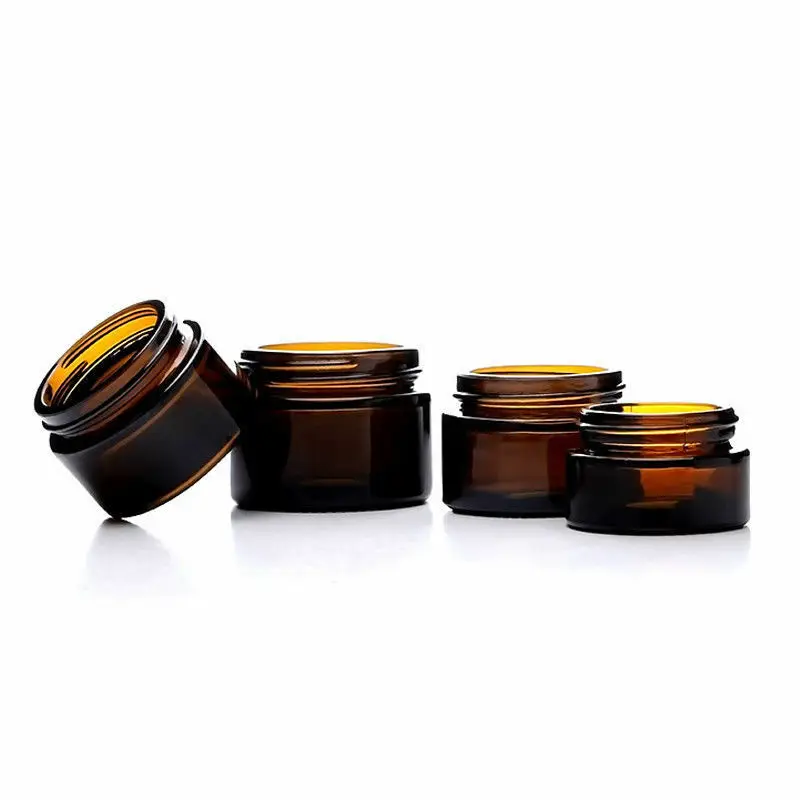 

5PCS X 5g-50g Amber Glass Container Bottles Jars Brown Pots for Cosmetic Face Cream Lip Balm Sample Storage Home Use with Gasket