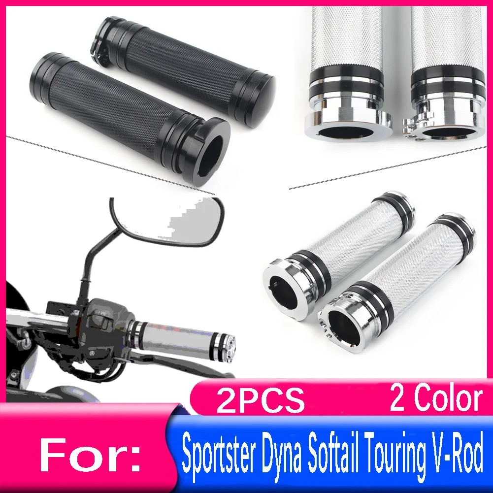 

Chrome Motorcycle Handlebar Hand Grips 1'' For Harley Sportster Dyna Softail V-Rod Touring 1996-2002 2003 2004 2005 2006 2007