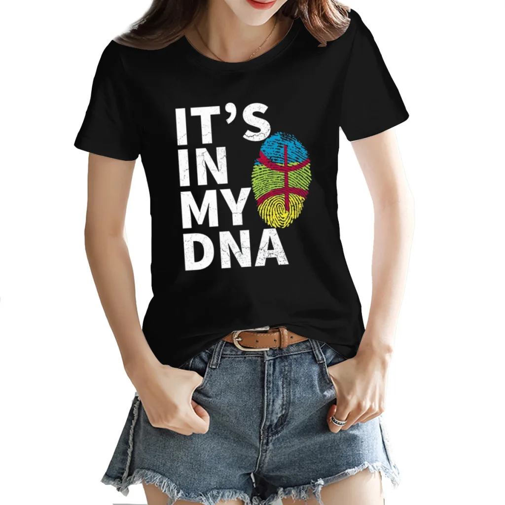 

Amazigh Is In My DNA Tamazgha Kabyle Pride Women's T-shirt Creative Black Nerdy Tops Tees European Size