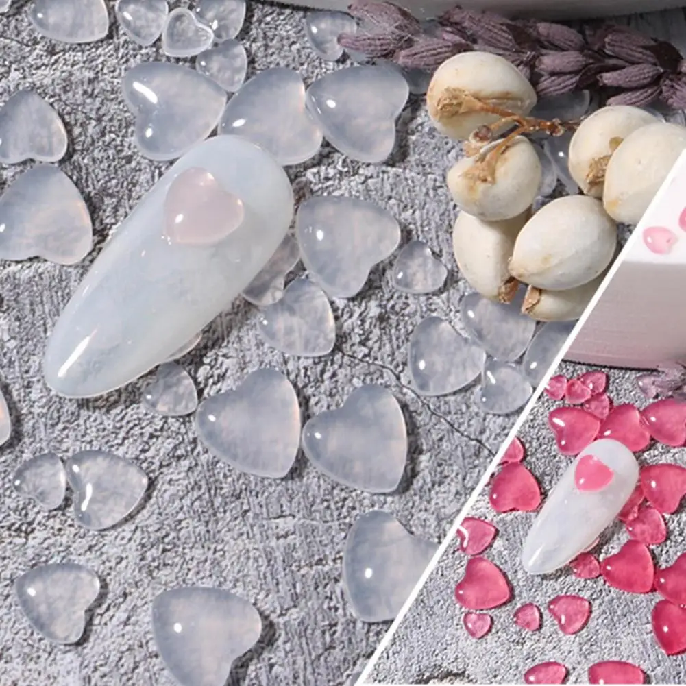 50Pcs/100Pcs Nail Ornament Non-Drop 3D Effect Colors Changing Love Heart Manicure Design Rhinestone for Female |