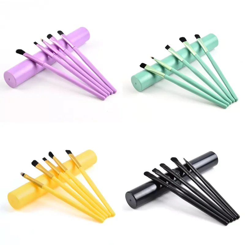 

Новинка 2022, качественные Новые Профессиональные кисти для макияжа с конским волосом, цвет черный, 5 шт., набор инструментов для макияжа глаз