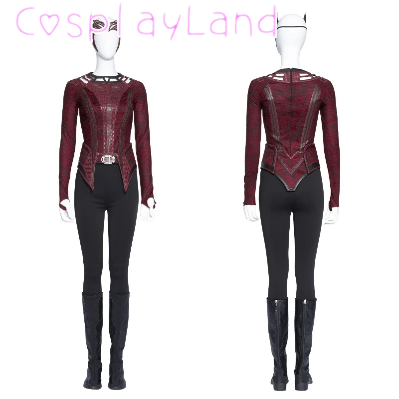 

Newest Movie Doctor in the Multiverse of Madness Cosplay Costume Scarlet Wanda Suit Costume Custom Made Top Pants Mask Outfit