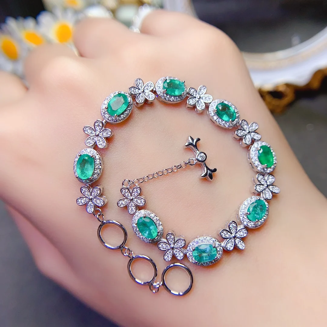 DOD натуральный изумруд 925 серебро 4x6 мм овальная регулируемая Женская