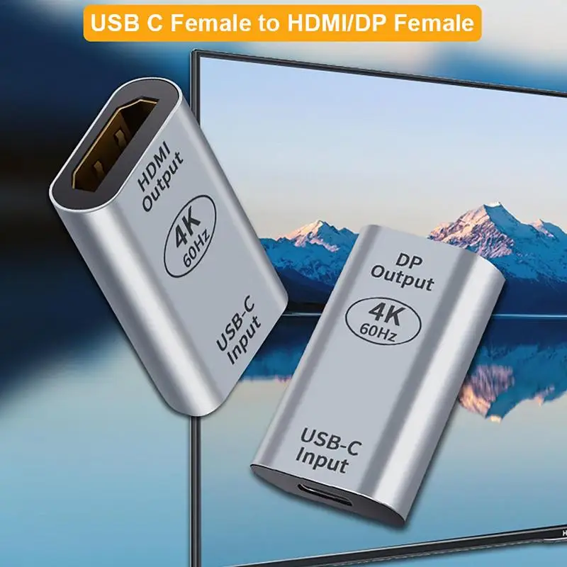 

Type C To Laptop TV Female Adapter 4K 60HZ Converter Screen Sharing From Phone To Large Screen Aluminum Alloy Plug & Play
