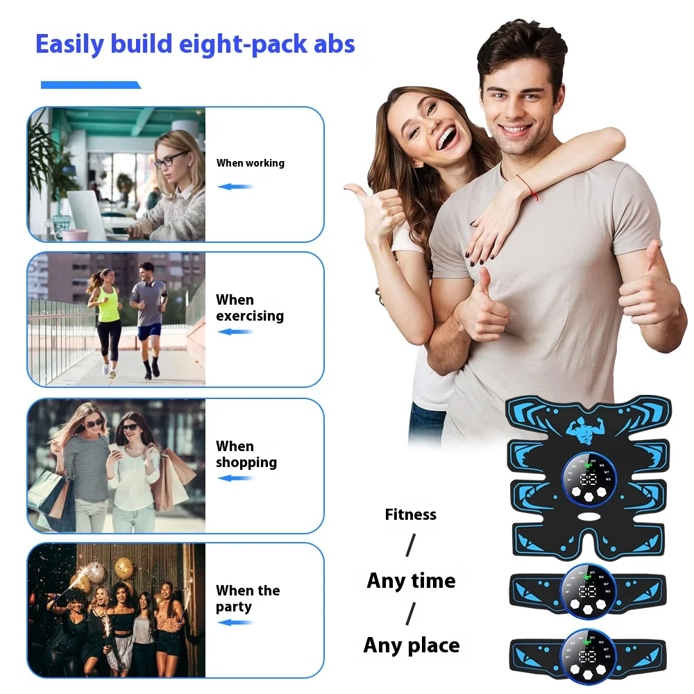 Фото EMS Ab Trainer 8-режимный активатор Core для домашнего офиса, тренажерного зала, перезаряжаемый стимулятор мышц для безопасного определения Ab, тонизирующее оборудование №1