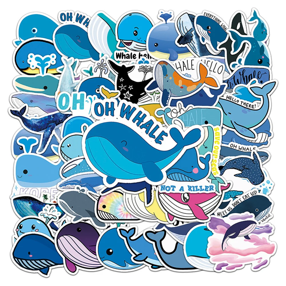 

10/30/50PCS New DIY Whale Cartoon Personality Creative Computer Table Mobile Phone Chair Decoration Waterproof Sticker Wholesale