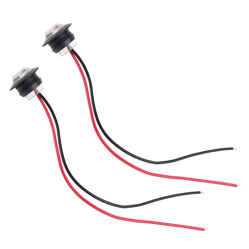 2X мини-белый 3/4-дюймовый круглый боковой 3-х светодиодный габаритный фонарь для