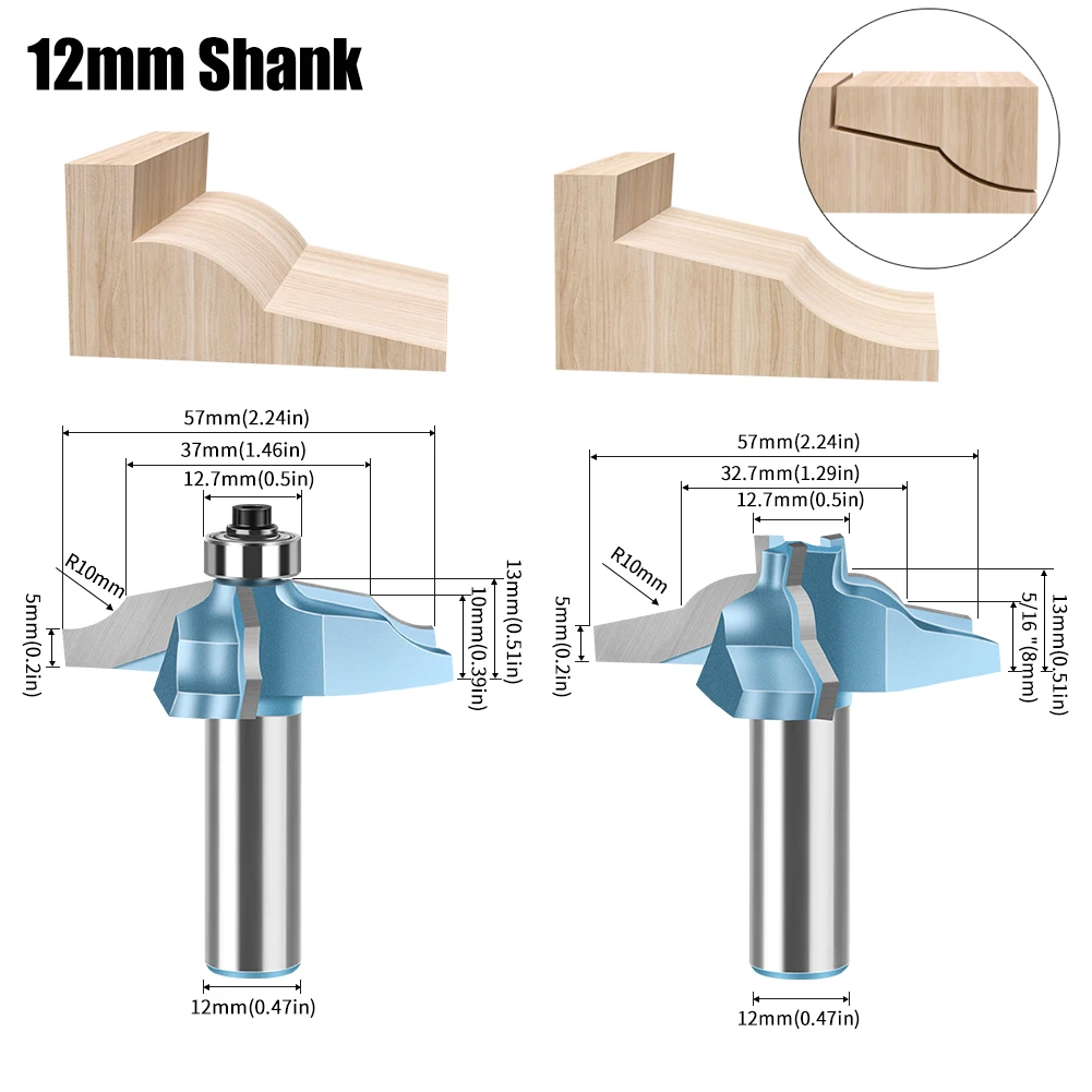 

2 шт., фрезы для деревообработки, хвостовик 12 мм 1/2 дюйма