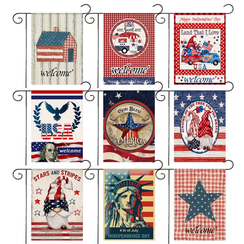 

WZH Celebrate Patriotic Independence Memorial Day Garden Flag Banner Outdoor Home Garden Flower Decor30*45CM(11.81IN*17.71IN)