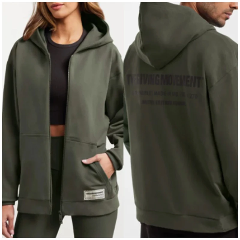 

TGM 2022 Autumn And Winter New Hooded Casual Zip-up Zipper Suit Loose Letter Printing Women's Two Piece Set tgm